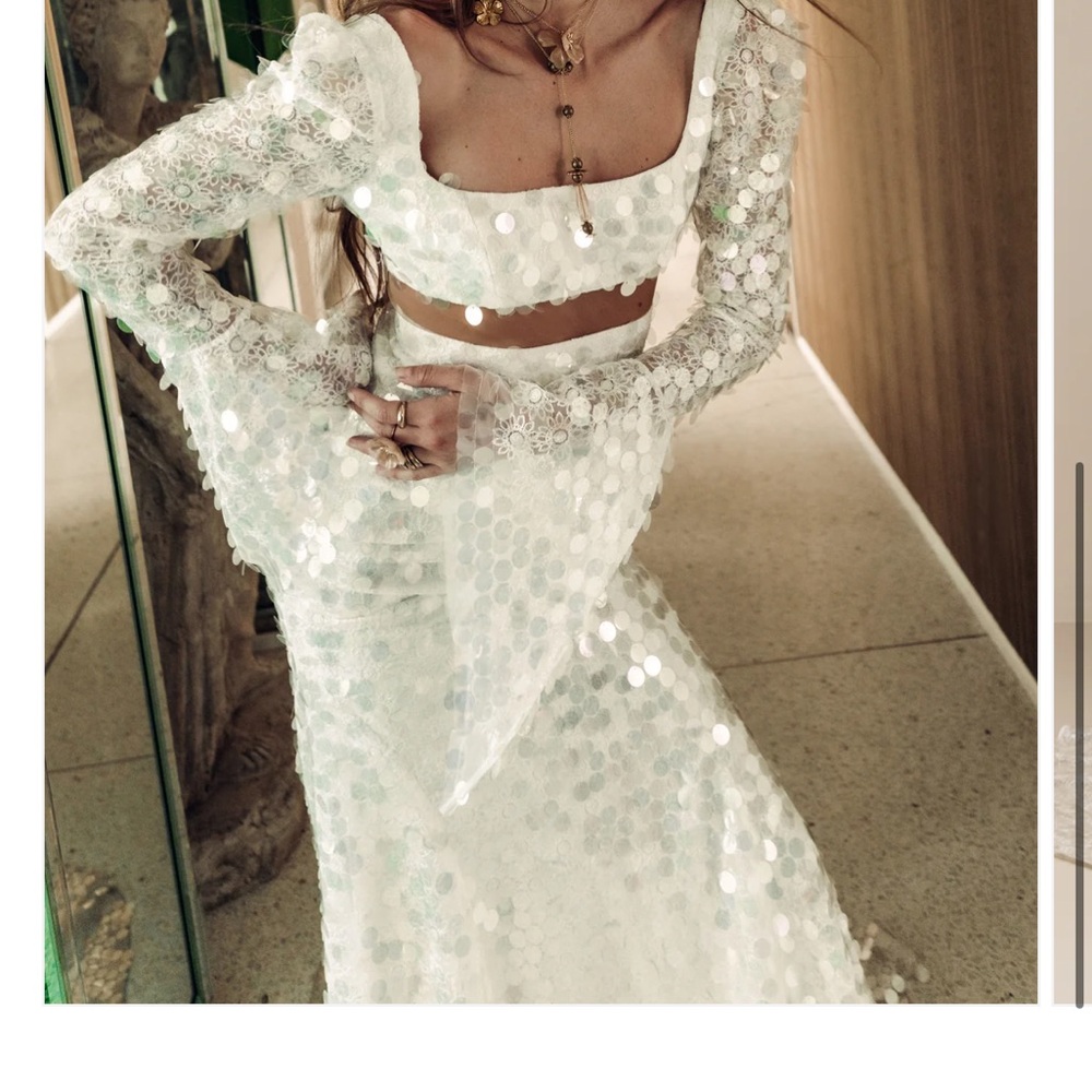 Rue De Seine Cassidy sequined two-piece wedding gown UK 10